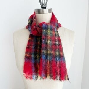 St. Michael Scarf Red Green Royal Stewart Tartan Plaid Mohair Wool
